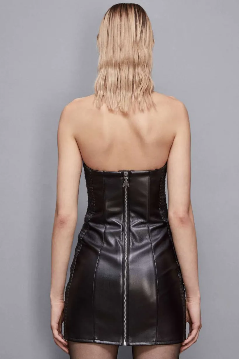 Abito bustier con ricamo patchwork