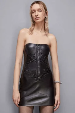 Abito bustier con ricamo patchwork