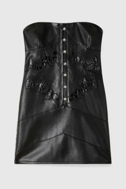 Abito bustier con ricamo patchwork
