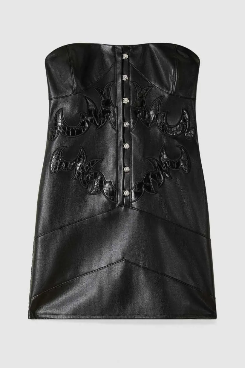 Abito bustier con ricamo patchwork