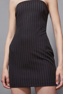 Abito bustier mini gessato