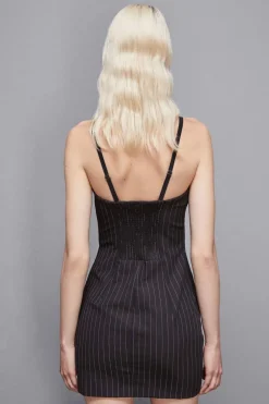 Abito bustier mini gessato