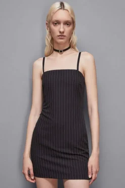 Abito bustier mini gessato