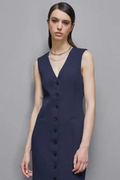 Abito chemisier con spacchi in gabardina