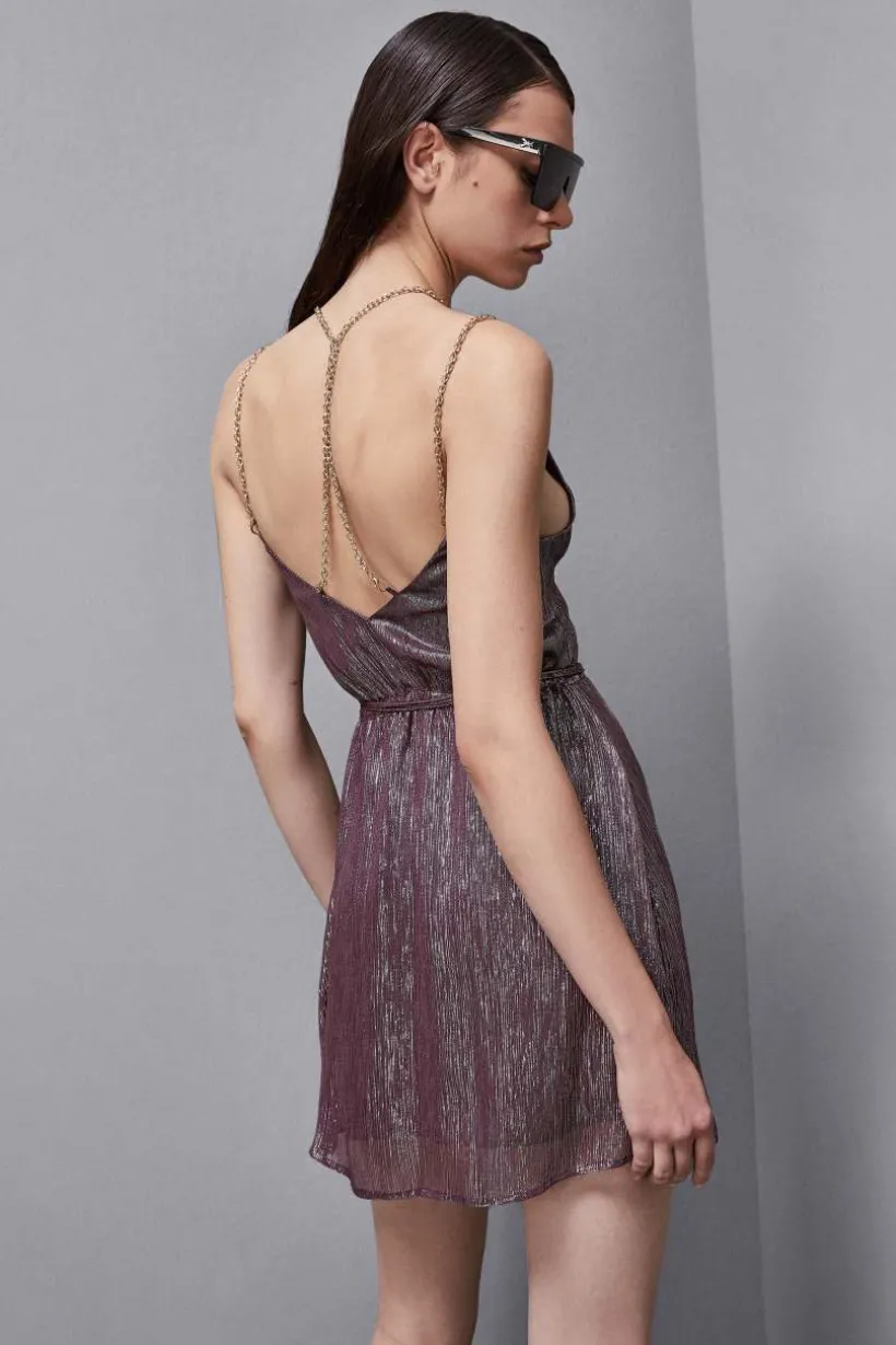 Abito in seta lurex con catene