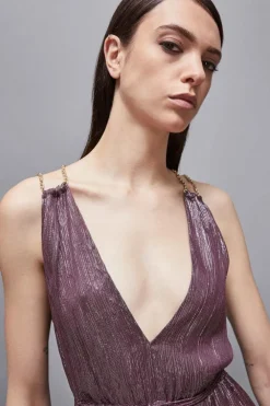 Abito in seta lurex con catene