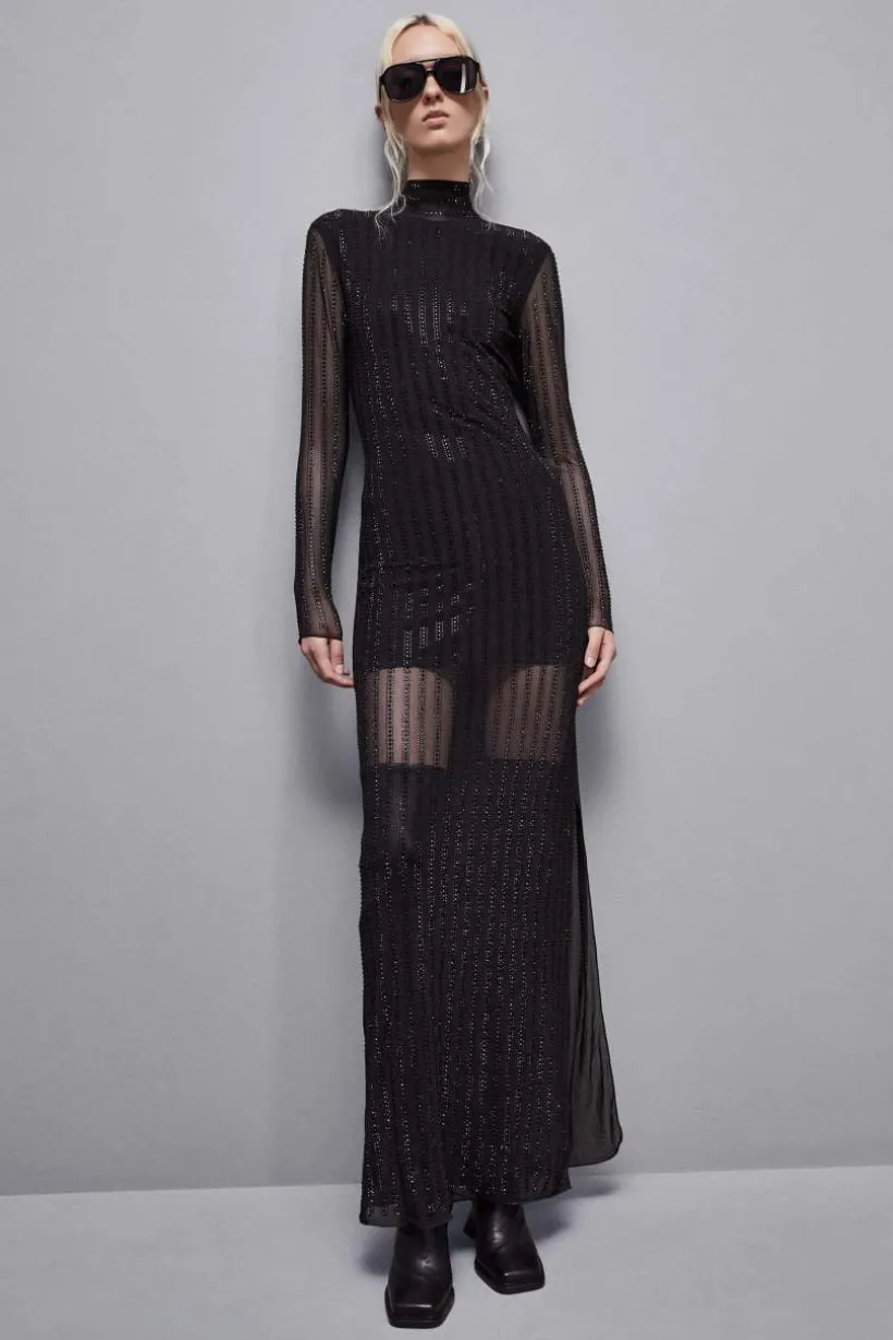 Abito maniche lunghe con strass