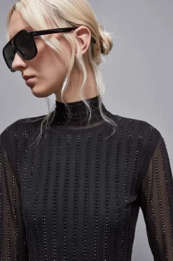 Abito maniche lunghe con strass
