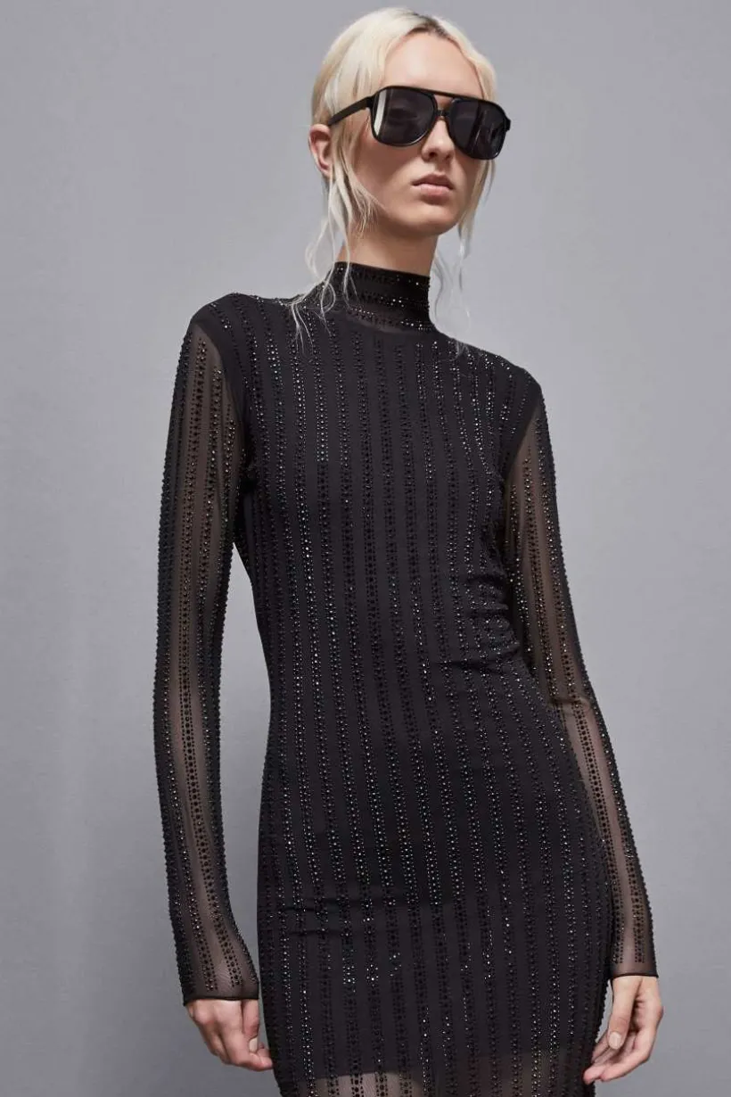 Abito maniche lunghe con strass