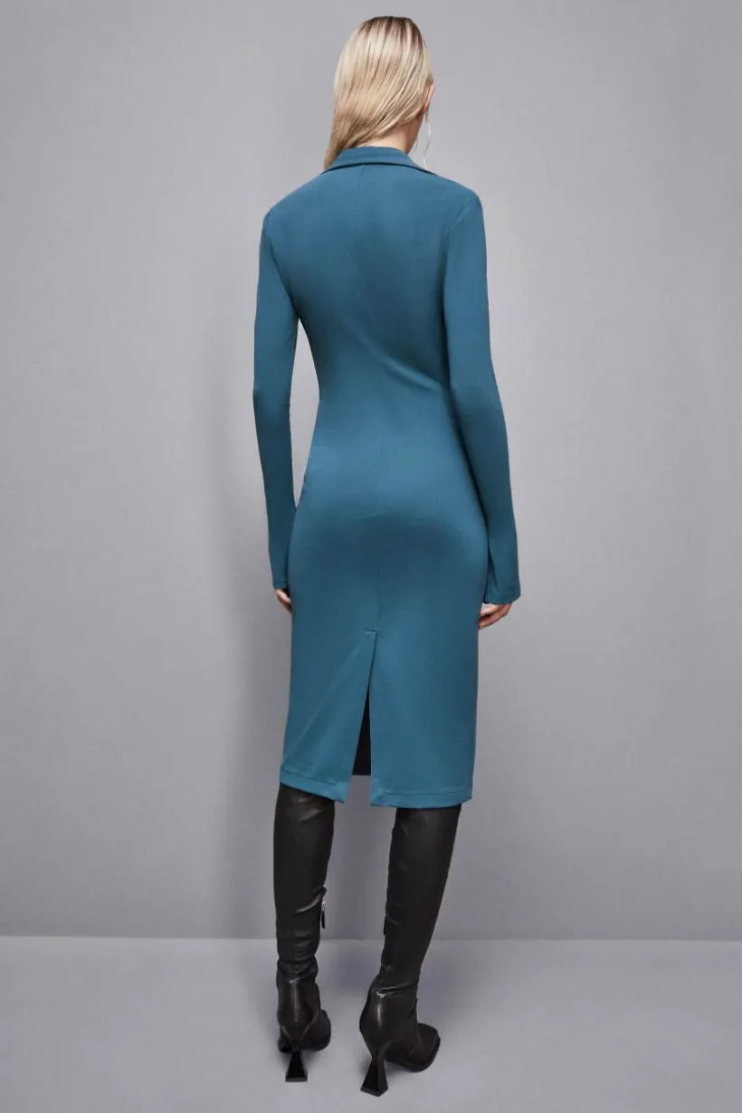 Abito midi con zip in tessuto