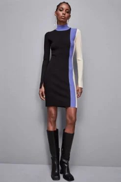 Abito Midi in maglia color block