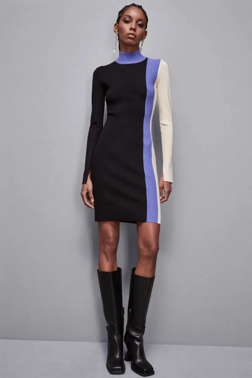 Abito Midi in maglia color block
