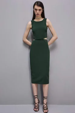 Abito midi smanicato girocollo stretch