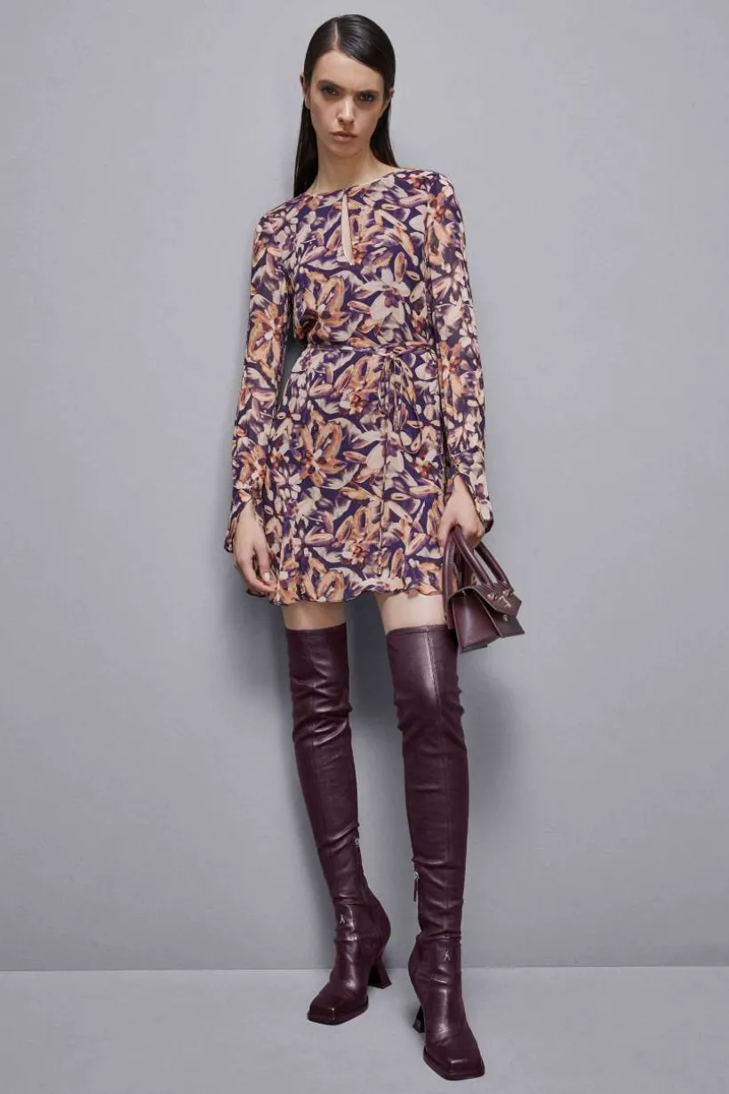 Abito mini in georgette fantasia