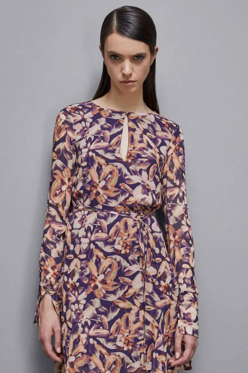 Abito mini in georgette fantasia