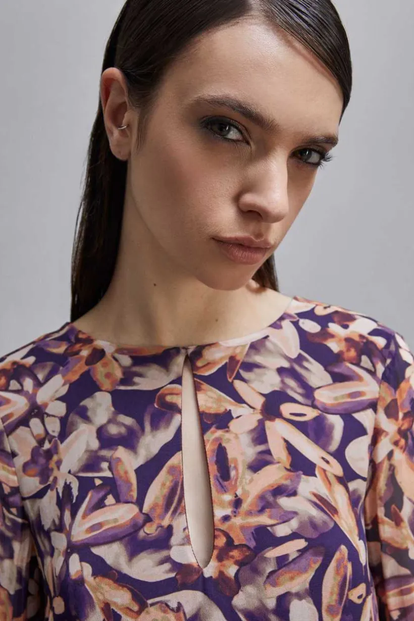 Abito mini in georgette fantasia