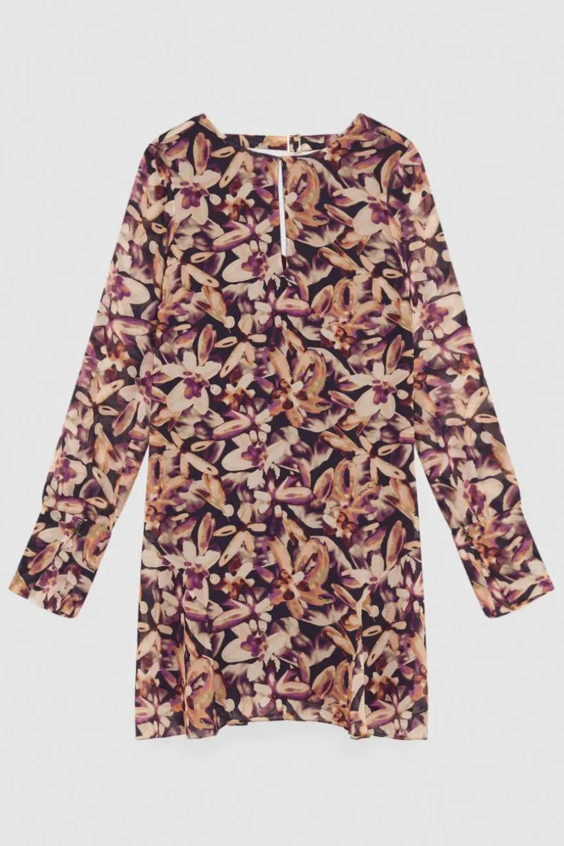 Abito mini in georgette fantasia