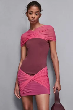 Abito mini in jersey e tulle