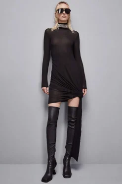 Abito mini in viscosa con drappeggio