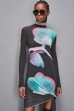 Abito mini in viscosa con drappeggio