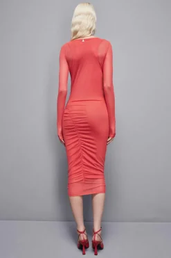 Abito stampato in tulle stretch