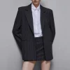 Blazer gessato un bottone in flanella
