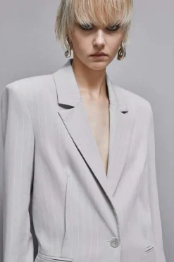 Blazer gessato un bottone in flanella