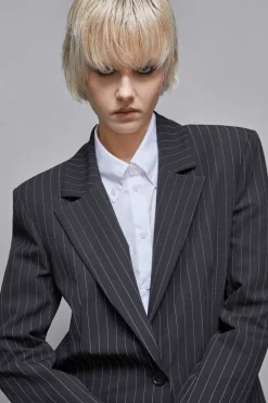 Blazer gessato un bottone in flanella