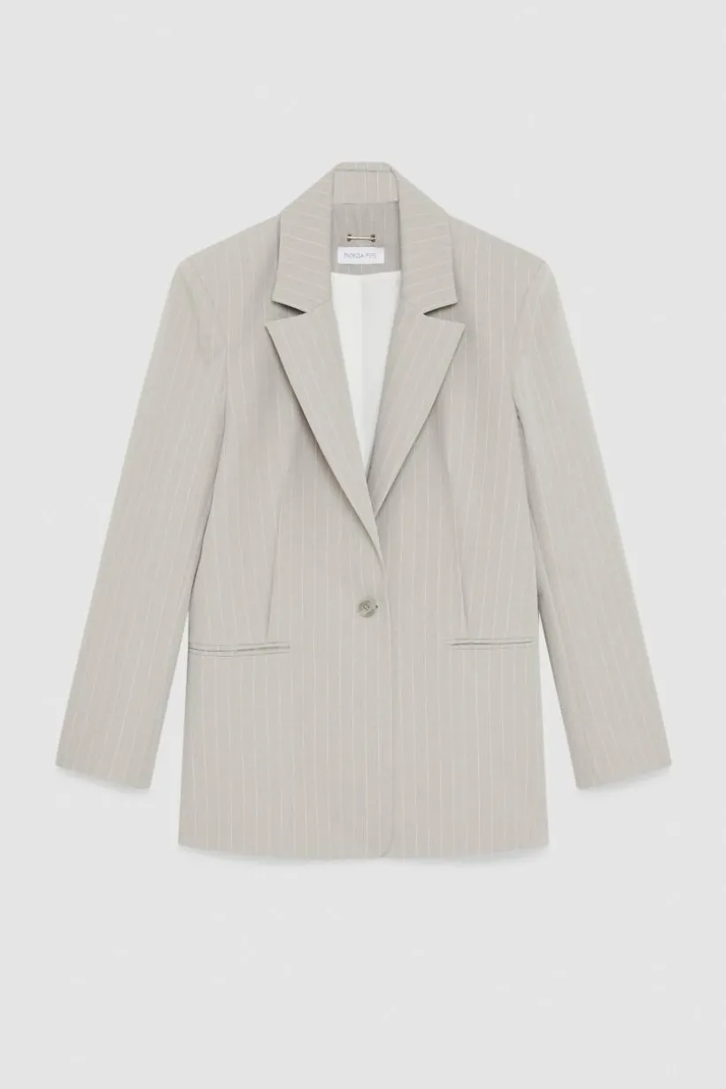 Blazer gessato un bottone in flanella