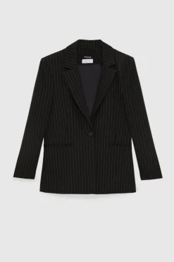 Blazer gessato un bottone in flanella
