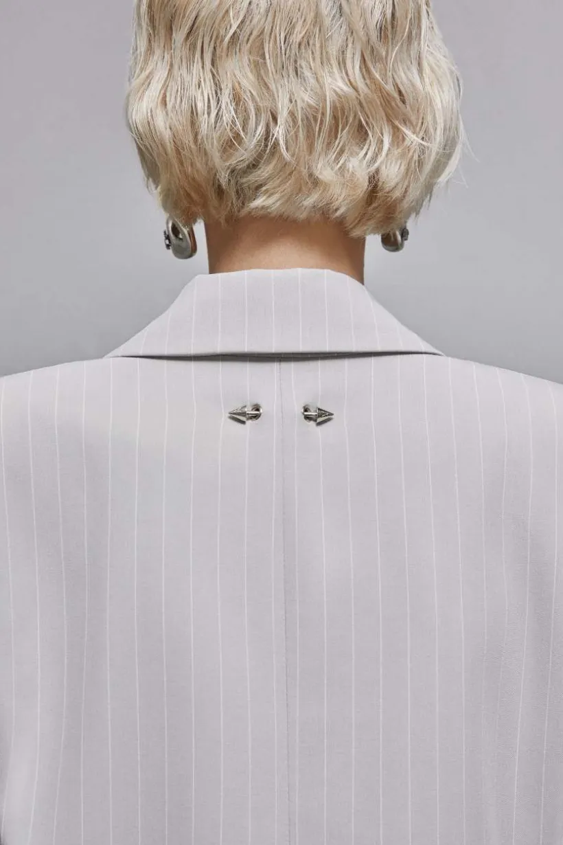 Blazer gessato un bottone in flanella