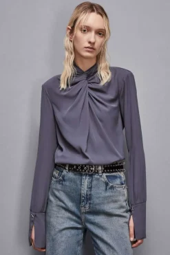 Blusa in twill di viscosa "Essential"