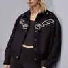Bomber con ricamo cowgirl a contrasto