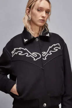 Bomber con ricamo cowgirl a contrasto