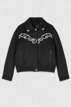 Bomber con ricamo cowgirl a contrasto
