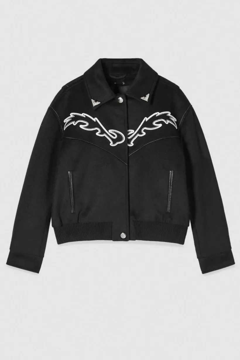 Bomber con ricamo cowgirl a contrasto