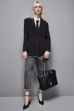 Borsa a secchiello in pelle con zip