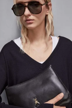 Borsa a tracolla con zip in pelle