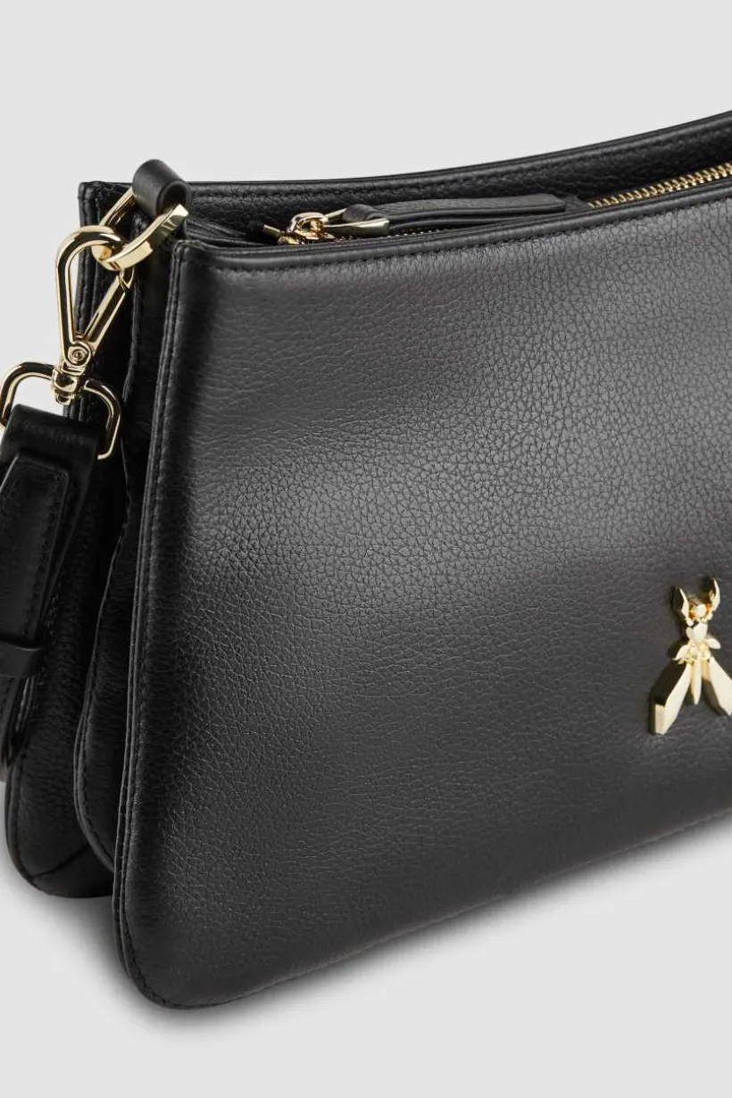 Borsa a tracolla con zip in pelle