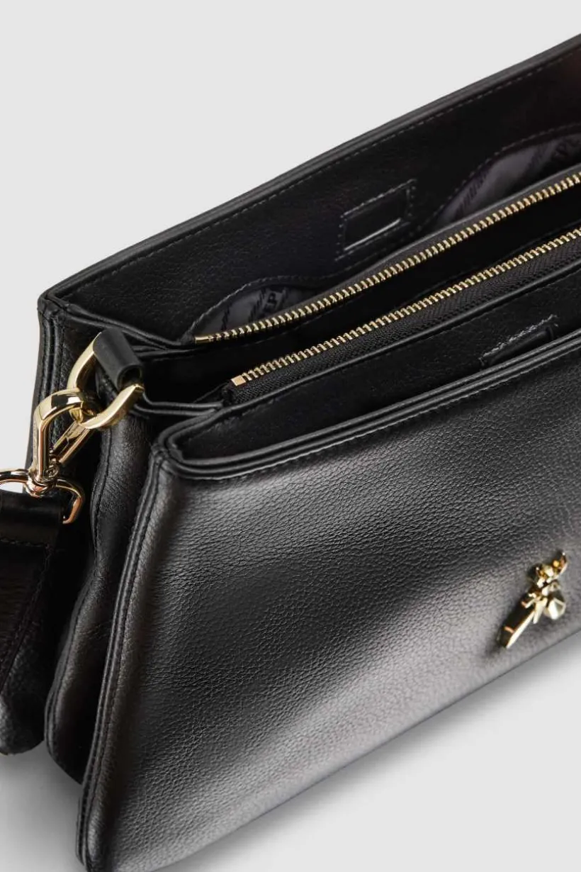 Borsa a tracolla con zip in pelle