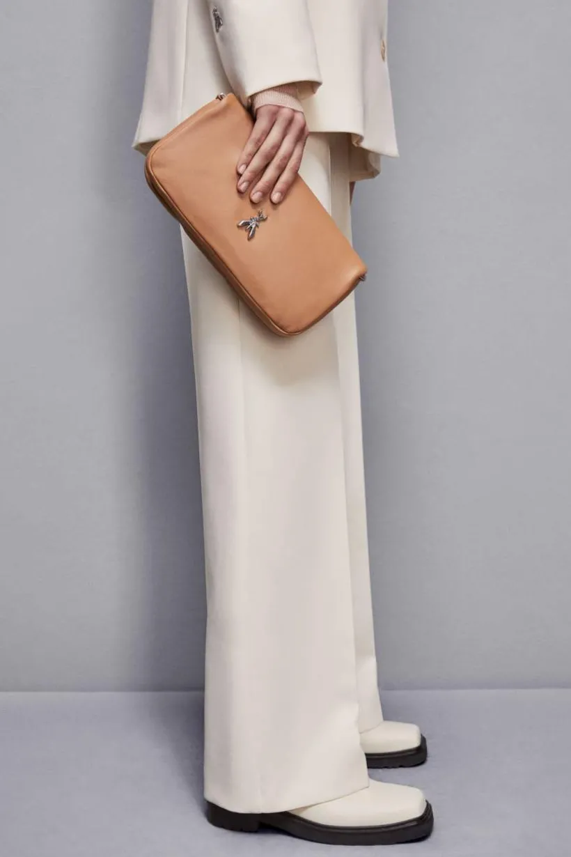 Borsa a tracolla con zip in pelle