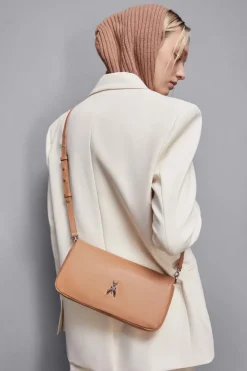 Borsa a tracolla con zip in pelle
