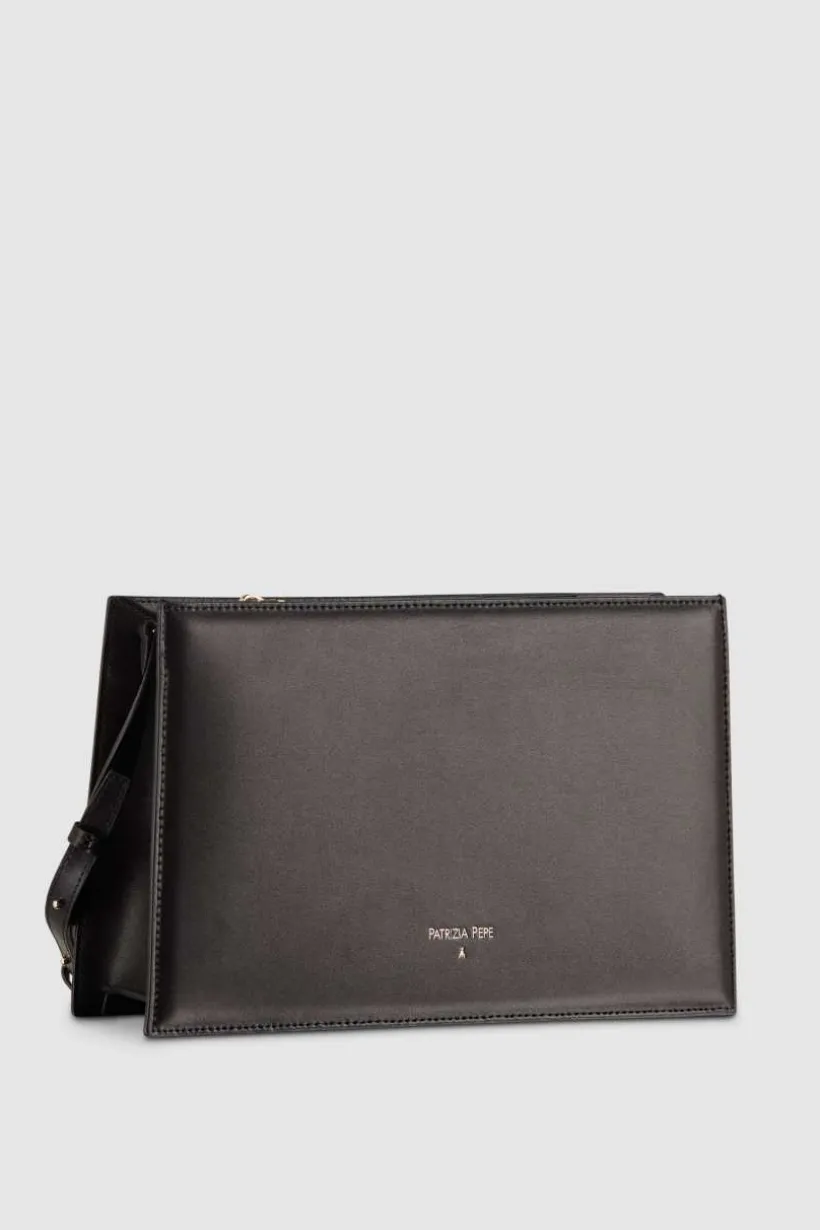 Borsa pocket con zip a tracolla in pelle