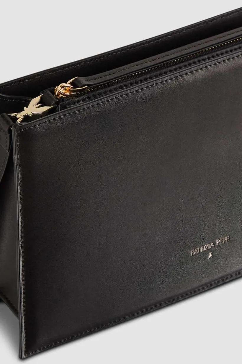 Borsa pocket con zip a tracolla in pelle