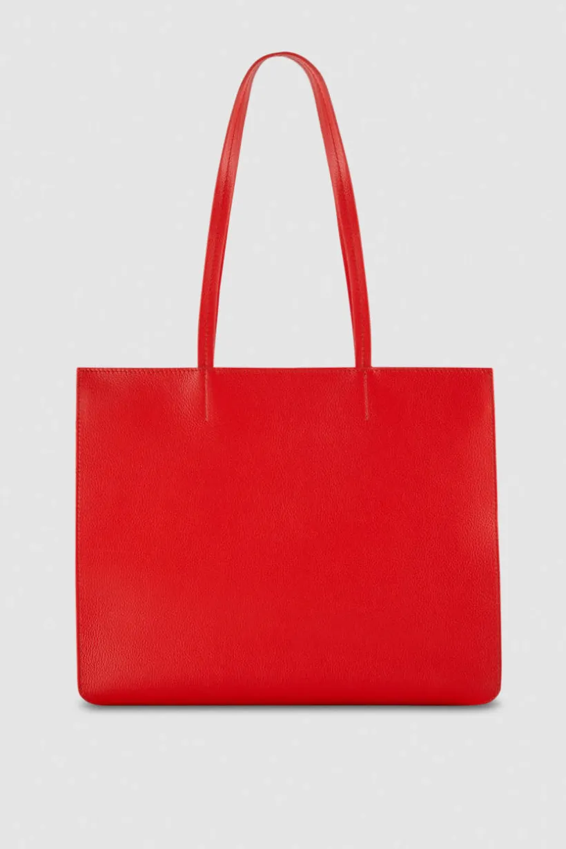 Borsa shopping in pelle con zip