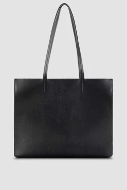 Borsa shopping in pelle con zip