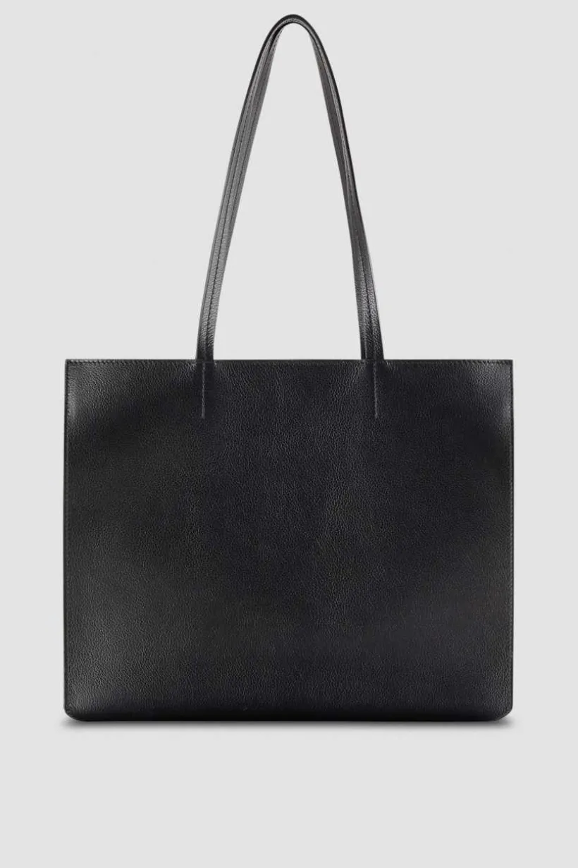Borsa shopping in pelle con zip
