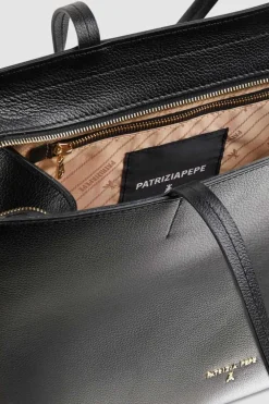 Borsa shopping in pelle con zip