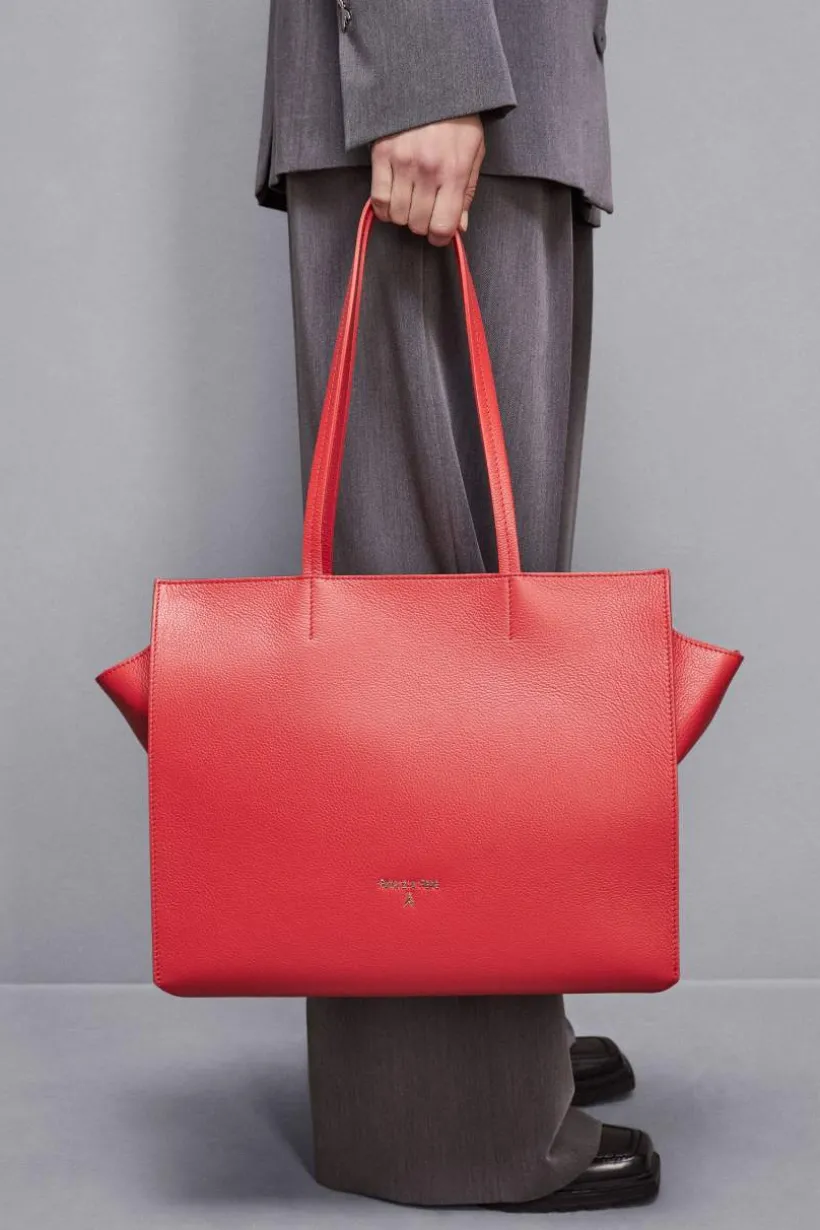 Borsa shopping in pelle con zip