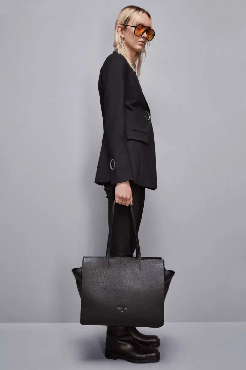 Borsa shopping in pelle con zip